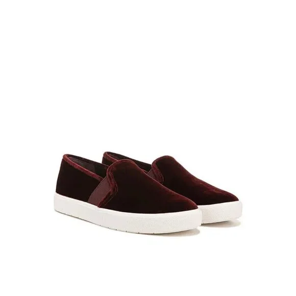 VINCE Blair Velvet Slip On Sneaker in Burgundy Size 6.5 Medium - Picture 1 of 6